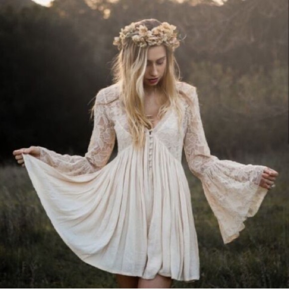 Free People Dresses & Skirts - Boho Free People Lace Bell sleeve Dress